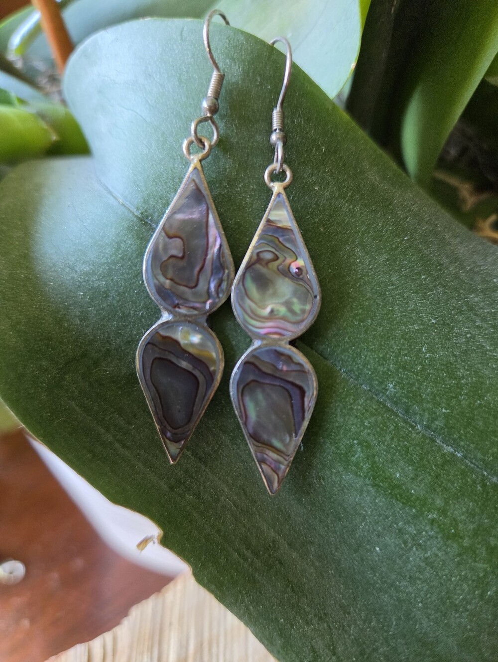 Vintage Sterling Silver Abalone Earrings